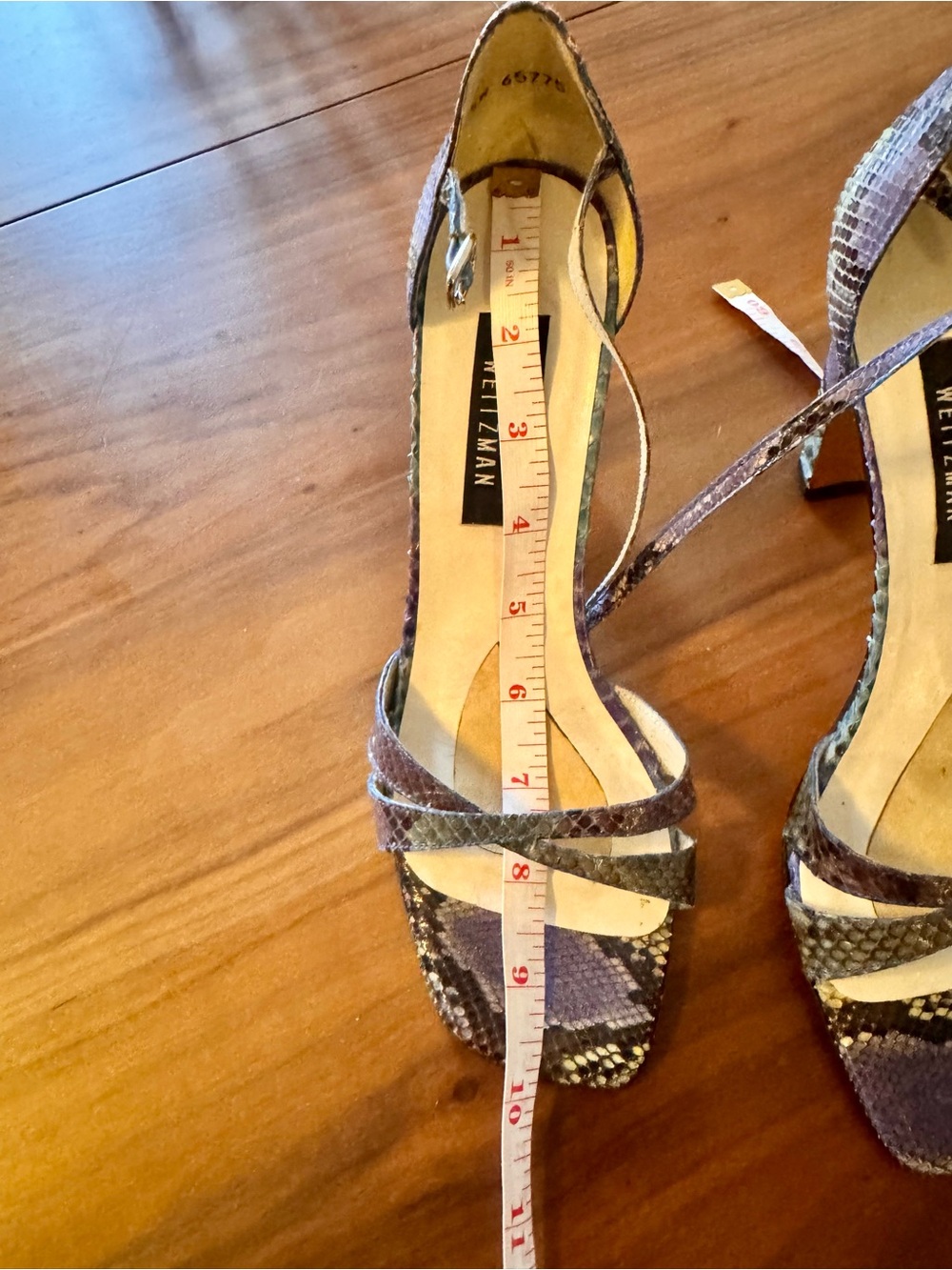 Stuart Weitzman Purple Green Black Snakeskin ankle Strap Sandals Heels - Picture 6 of 7